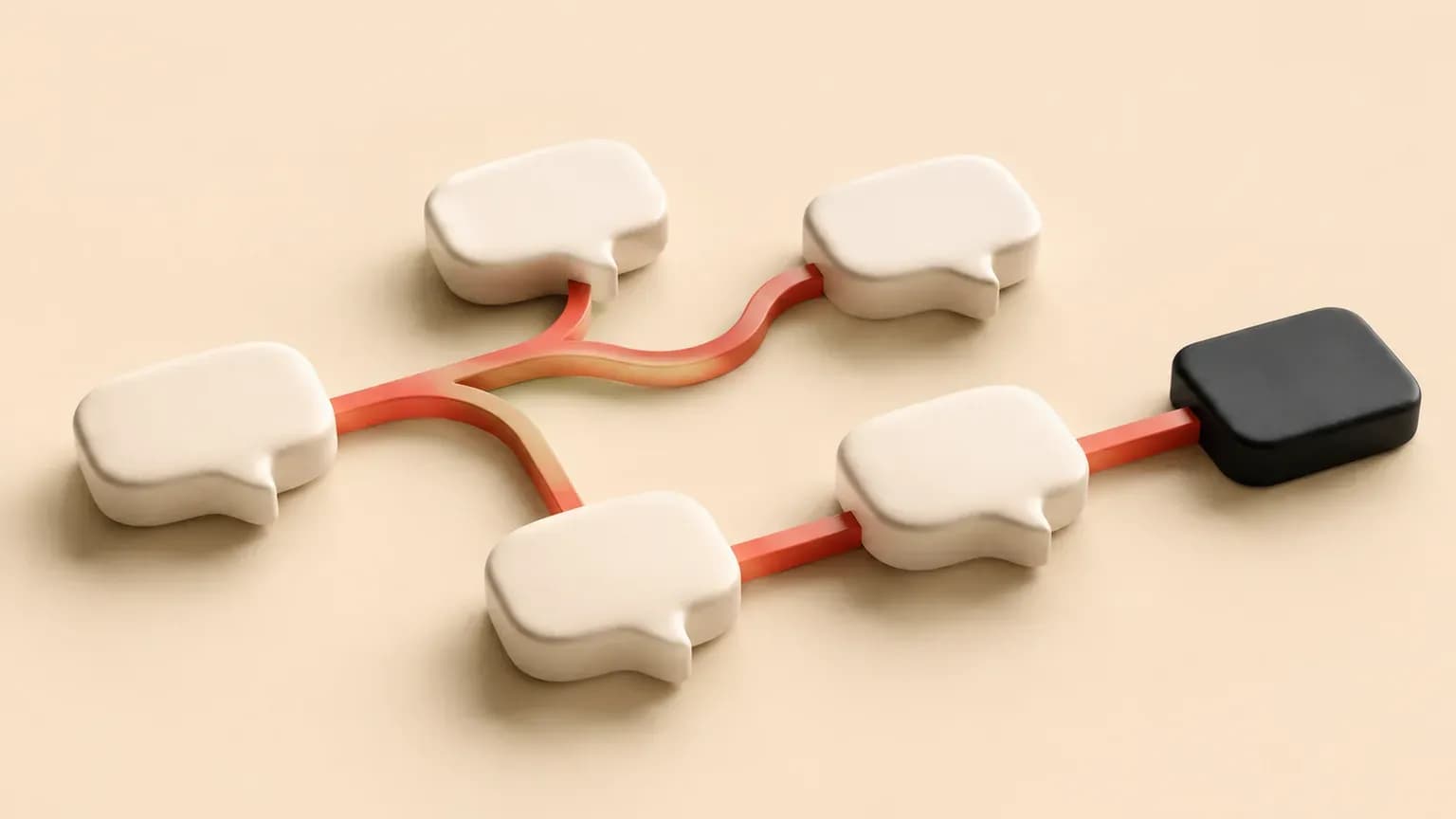 Porcelain messages joined by a branching coral ribbon.